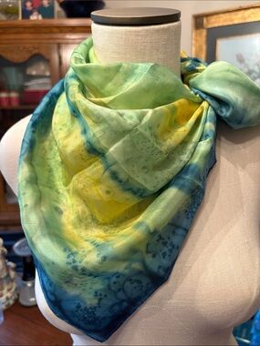 Vintage silk hand painted scarf by Australian Artist Gaborvecan